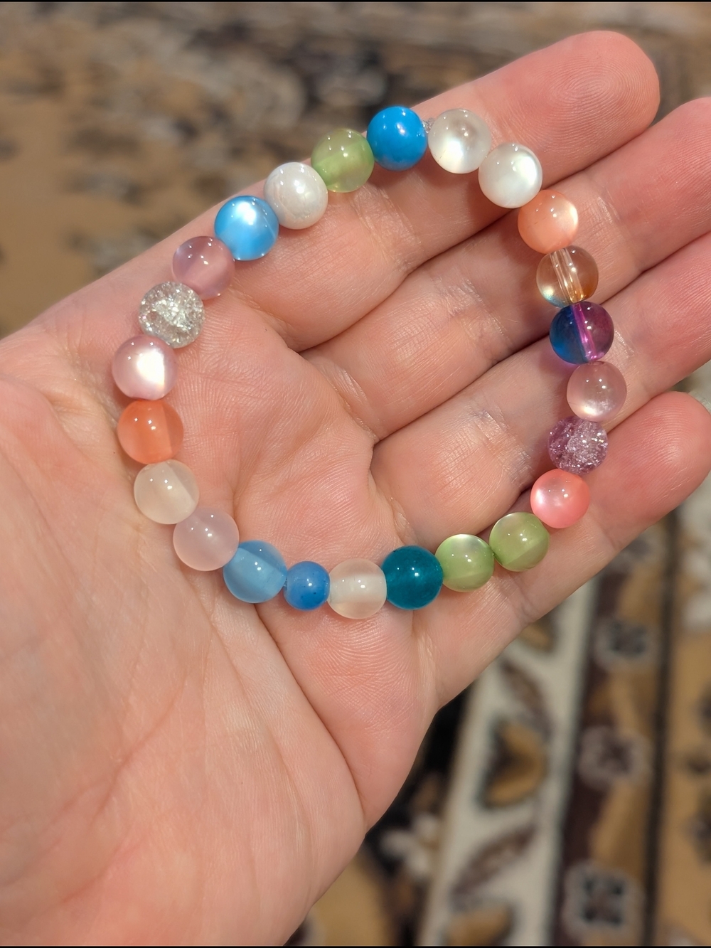 Multi-Color Beaded Stretch Bracelet - Pastel Mix